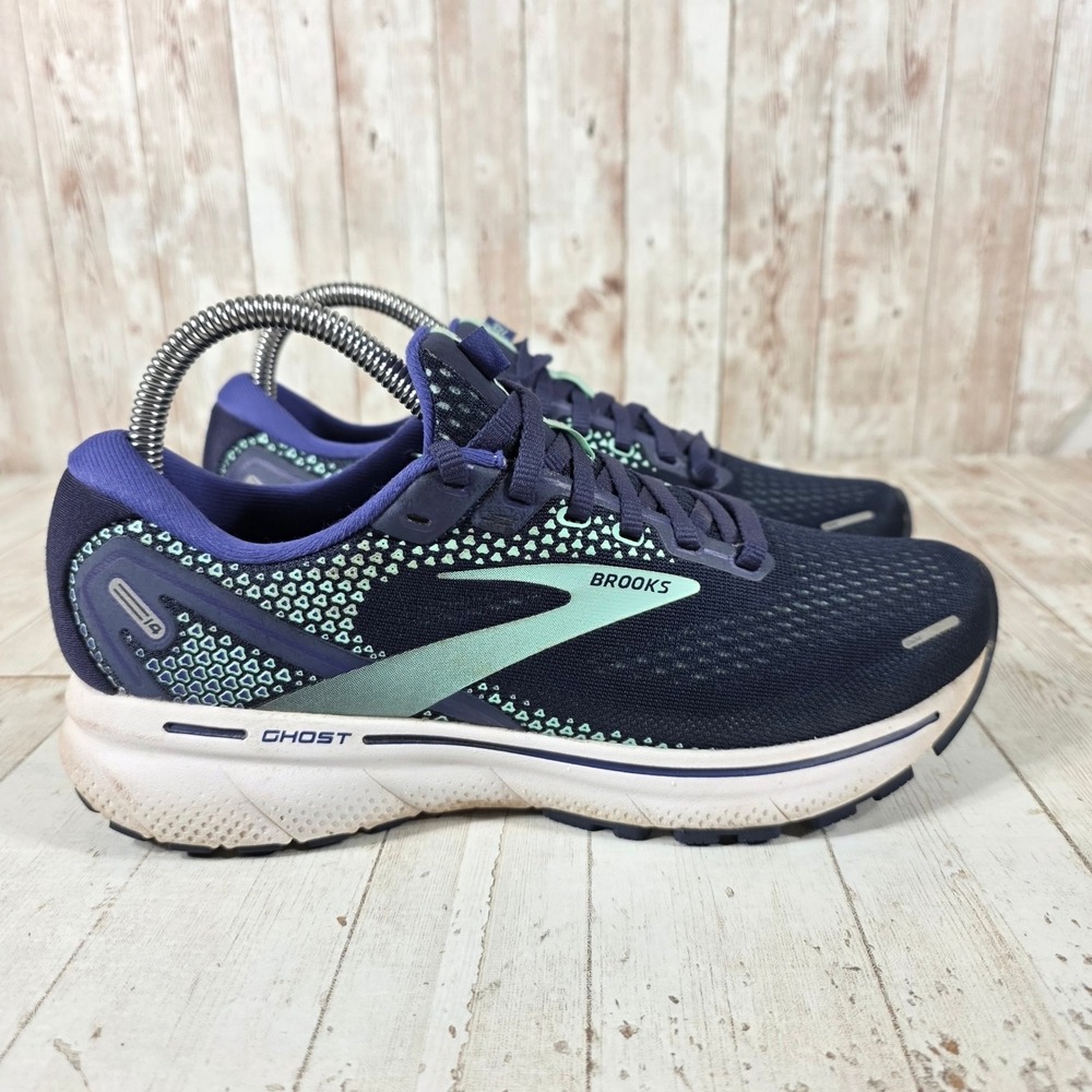 Brooks Ghost 14 Navy Yucca Blue Running Shoes 1203561B446 Womens 7